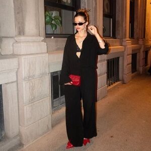 Girl Crush SET Linen black button up shirt and Linen pants size small